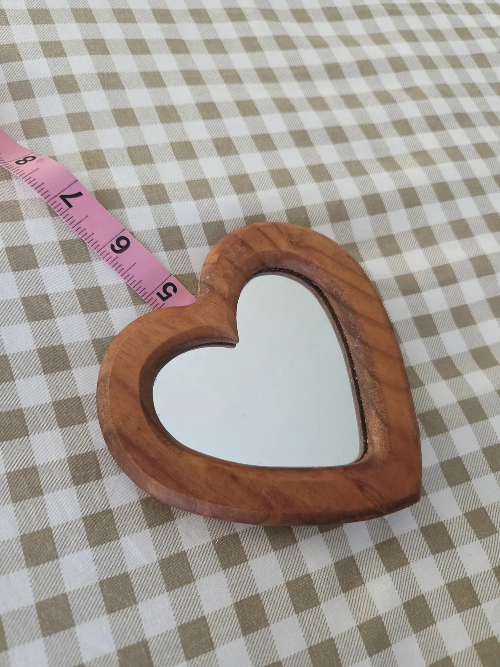 Vintage Heart-Shaped Oak Wooden Framed Mirror